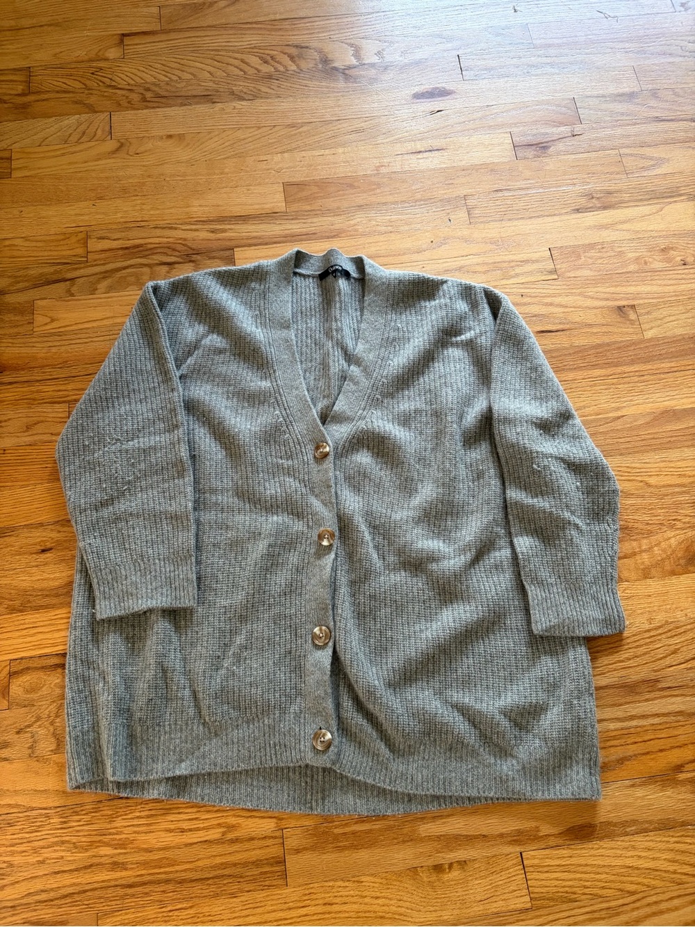 Quince Men's Light Gray Ribbed Button-Front Cardigan